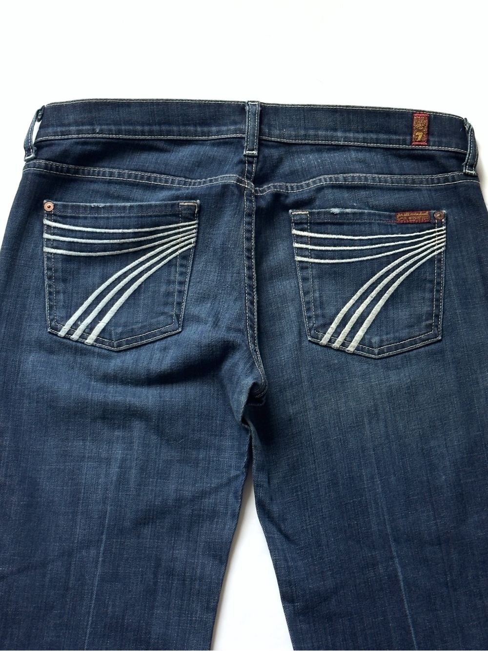 7 For All Mankind Dojo Jeans Womens 30 Flare Wide Leg Boho Dark Wash Denim - Picture 2 of 13